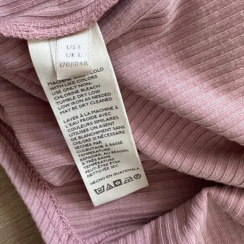 Free People Mauve Pink Ribbed Square Neck Puff Sleeve Top